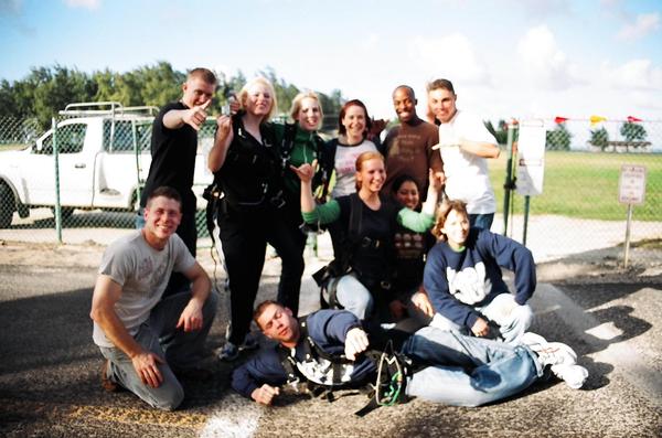 After shock of skydiving with some team members 